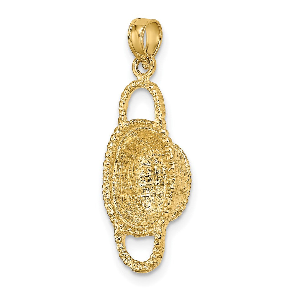 14k Yellow Gold 3-D 2 Handles Oval Basket Charm