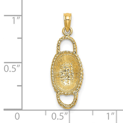 14k Yellow Gold 3-D 2 Handles Oval Basket Charm