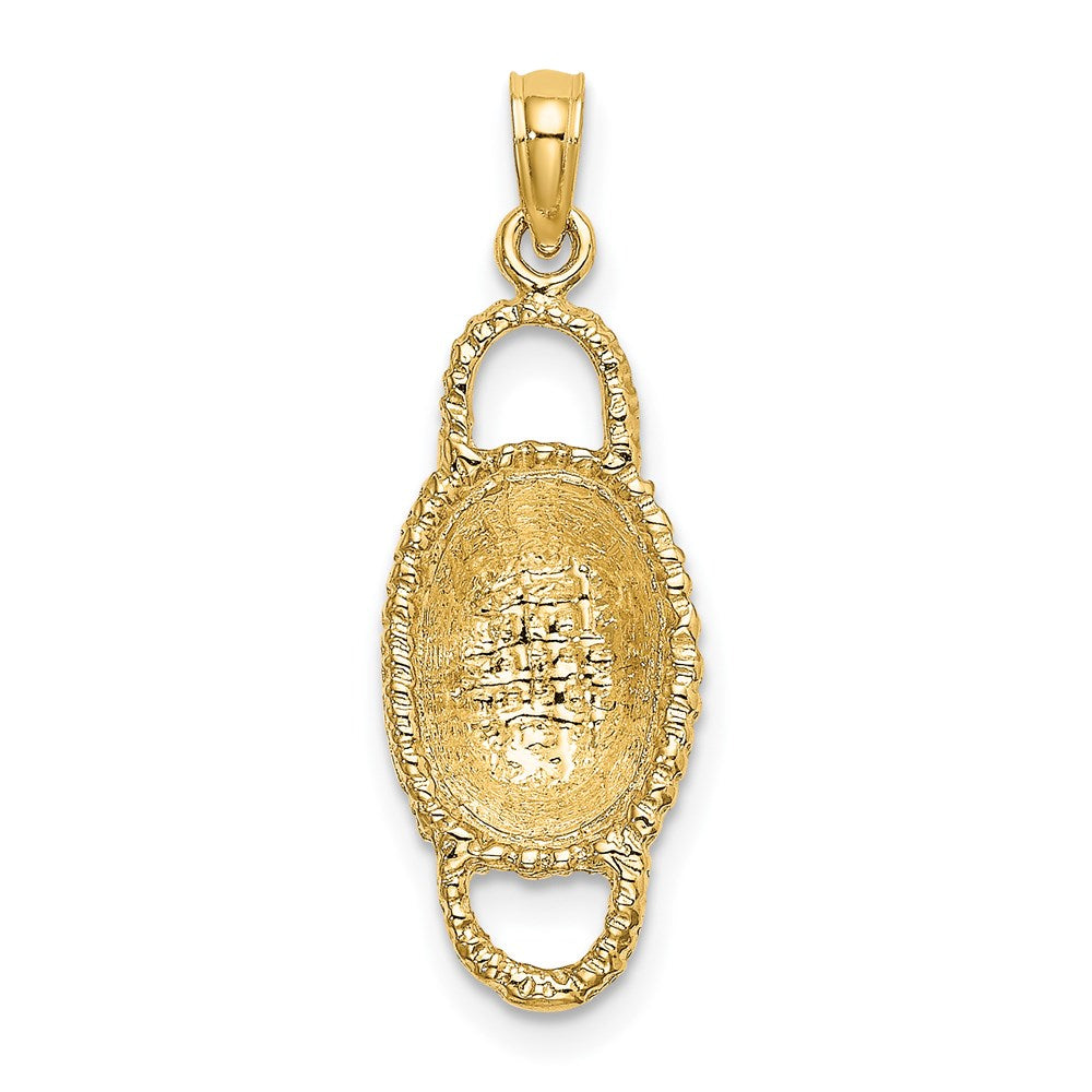 14k Yellow Gold 3-D 2 Handles Oval Basket Charm
