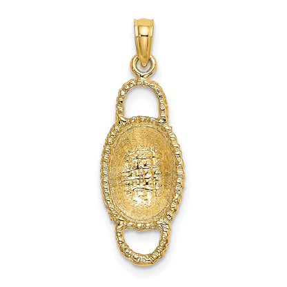 14k Yellow Gold 3-D 2 Handles Oval Basket Charm