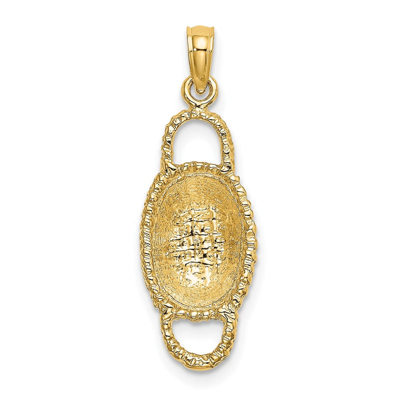 14k Yellow Gold 3-D 2 Handles Oval Basket Charm