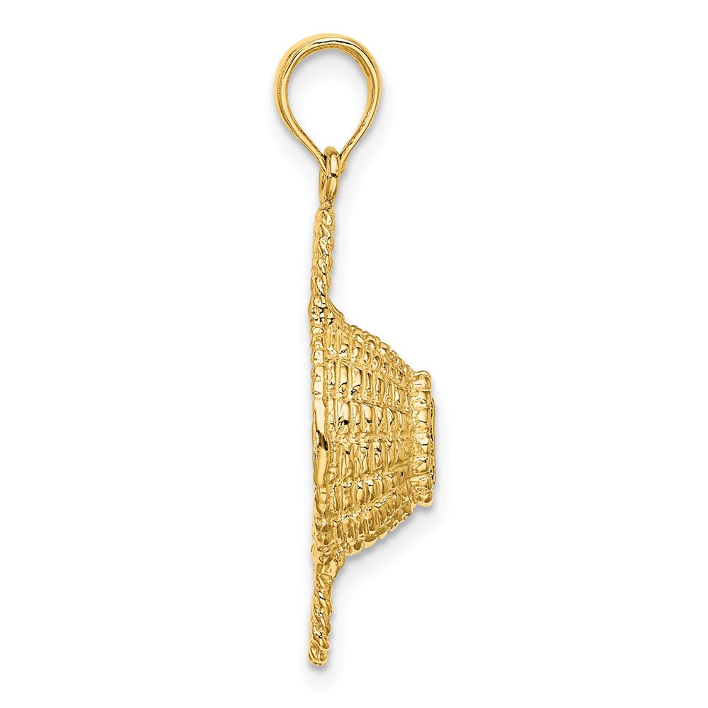 14k Yellow Gold 3-D 2 Handles Round Basket Charm
