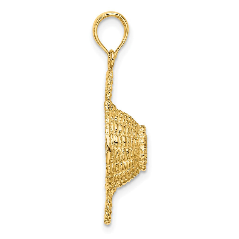 14k Yellow Gold 3-D 2 Handles Round Basket Charm