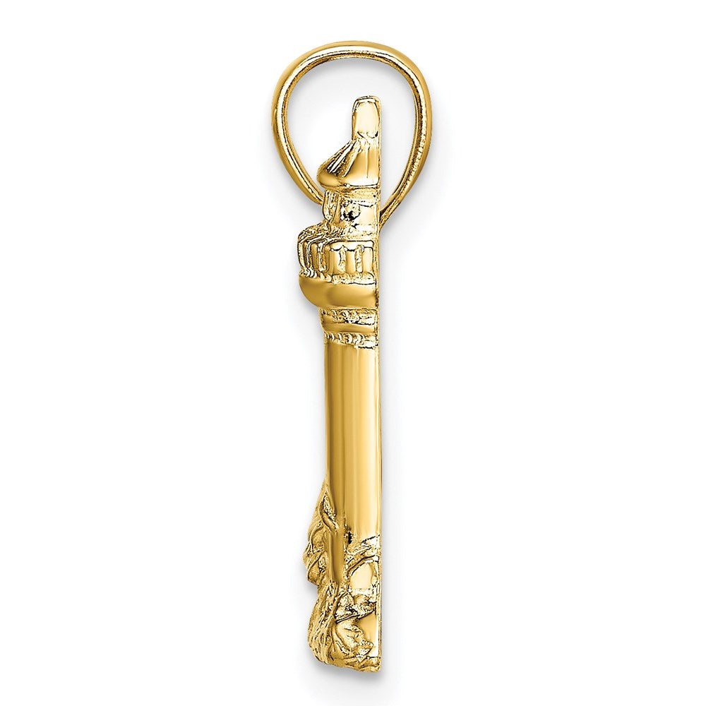 14k Yellow Gold 2-D Nubble Lighthouse Charm
