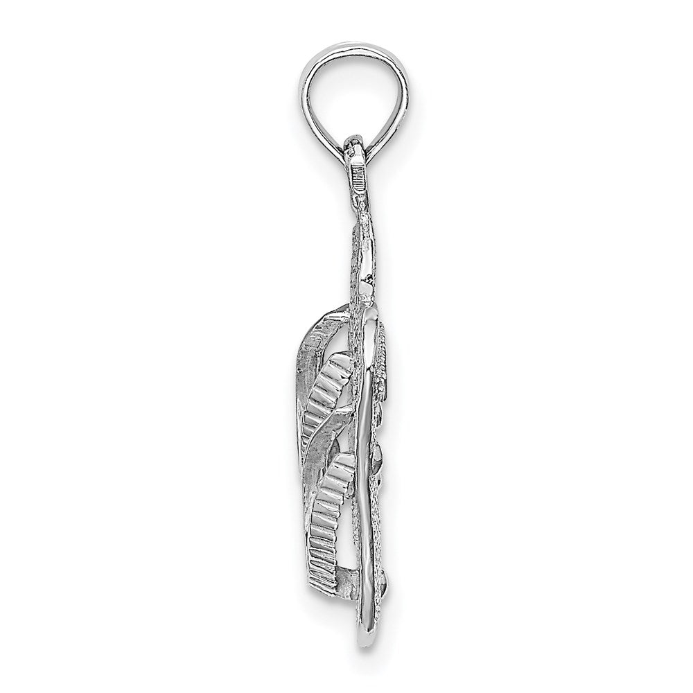 14k White Gold Large Textured Strap Double Flip-Flop Charm
