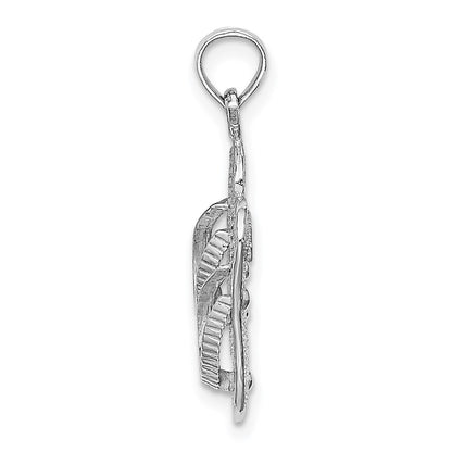 14k White Gold Large Textured Strap Double Flip-Flop Charm