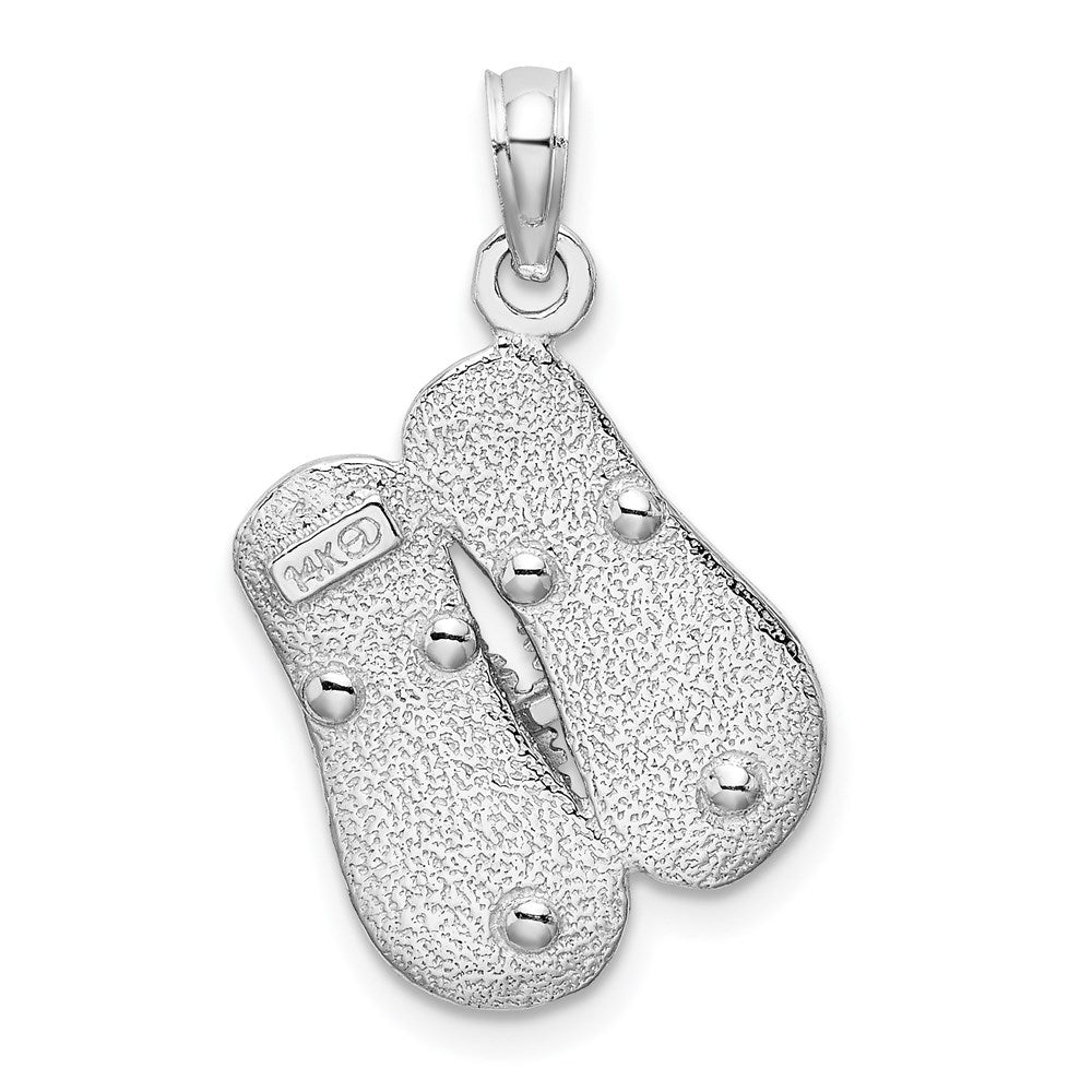 14k White Gold Large Textured Strap Double Flip-Flop Charm