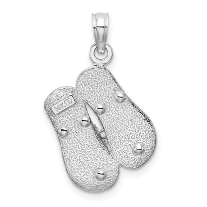 14k White Gold Large Textured Strap Double Flip-Flop Charm