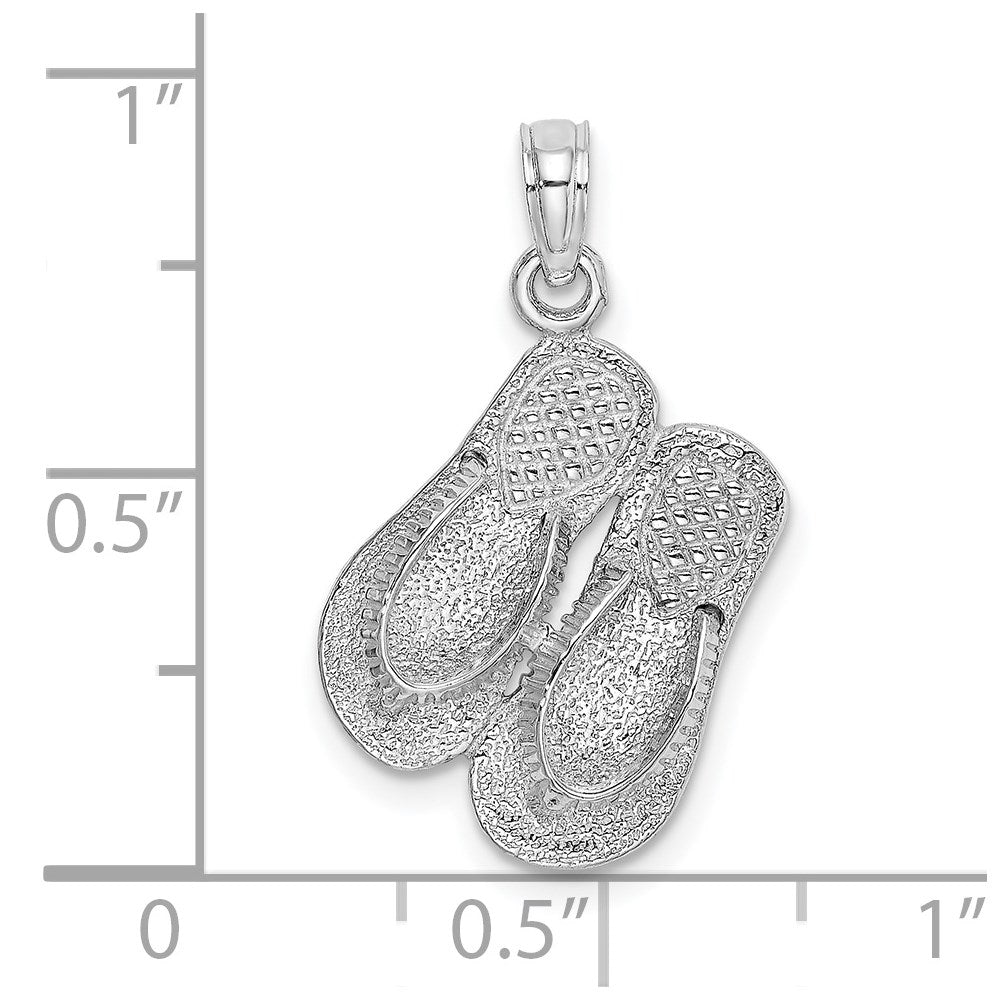 14k White Gold Large Textured Strap Double Flip-Flop Charm
