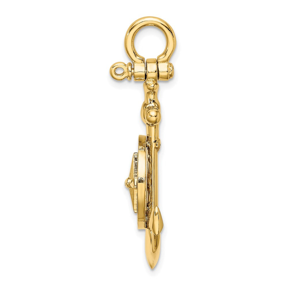14k Yellow Gold 3-D Small Anchor w/ Nautical Compass Charm