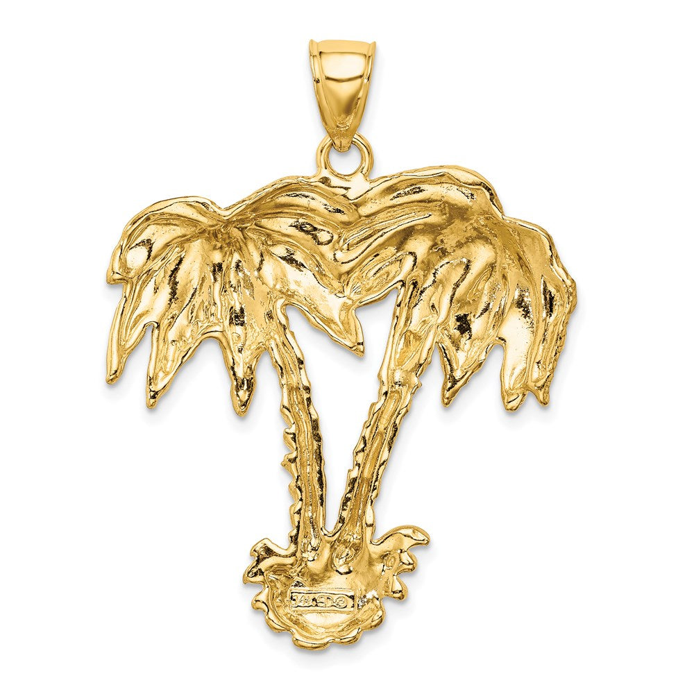 14k Yellow Gold 2-D Double Palm Trees Charm