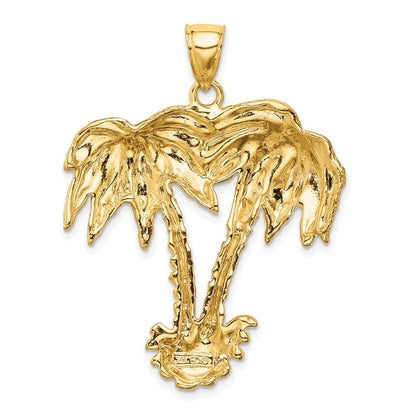 14k Yellow Gold 2-D Double Palm Trees Charm