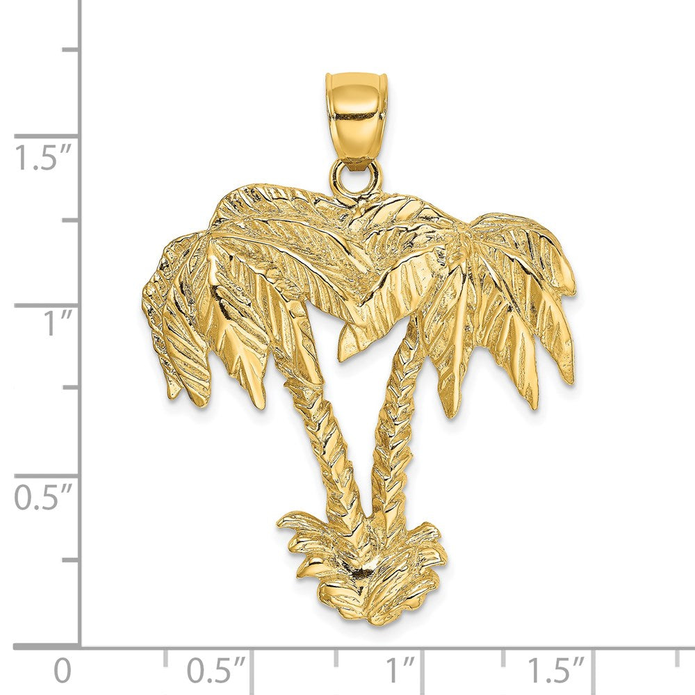 14k Yellow Gold 2-D Double Palm Trees Charm