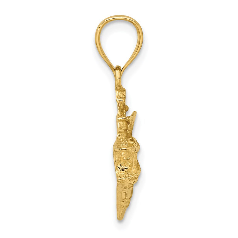 14k Yellow Gold 2-D Fishing Boat Charm