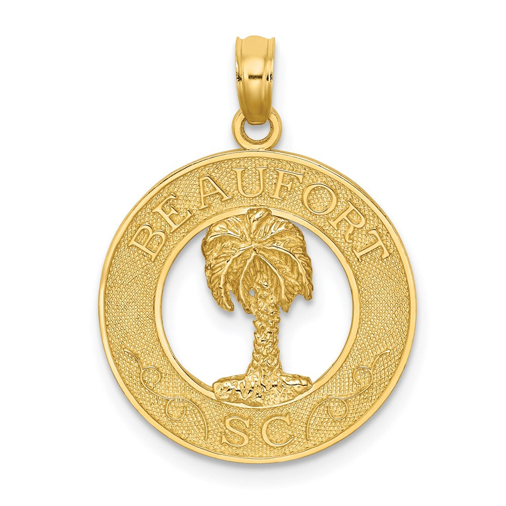 14k Yellow Gold BEAUFORT SC Palm Tree Charm