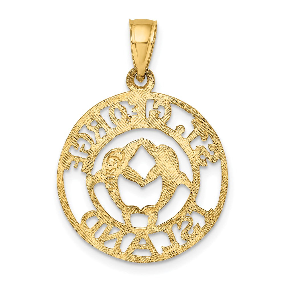 14k Yellow Gold ST. GEORGE ISLAND w/DOLPHINS Circle Charm