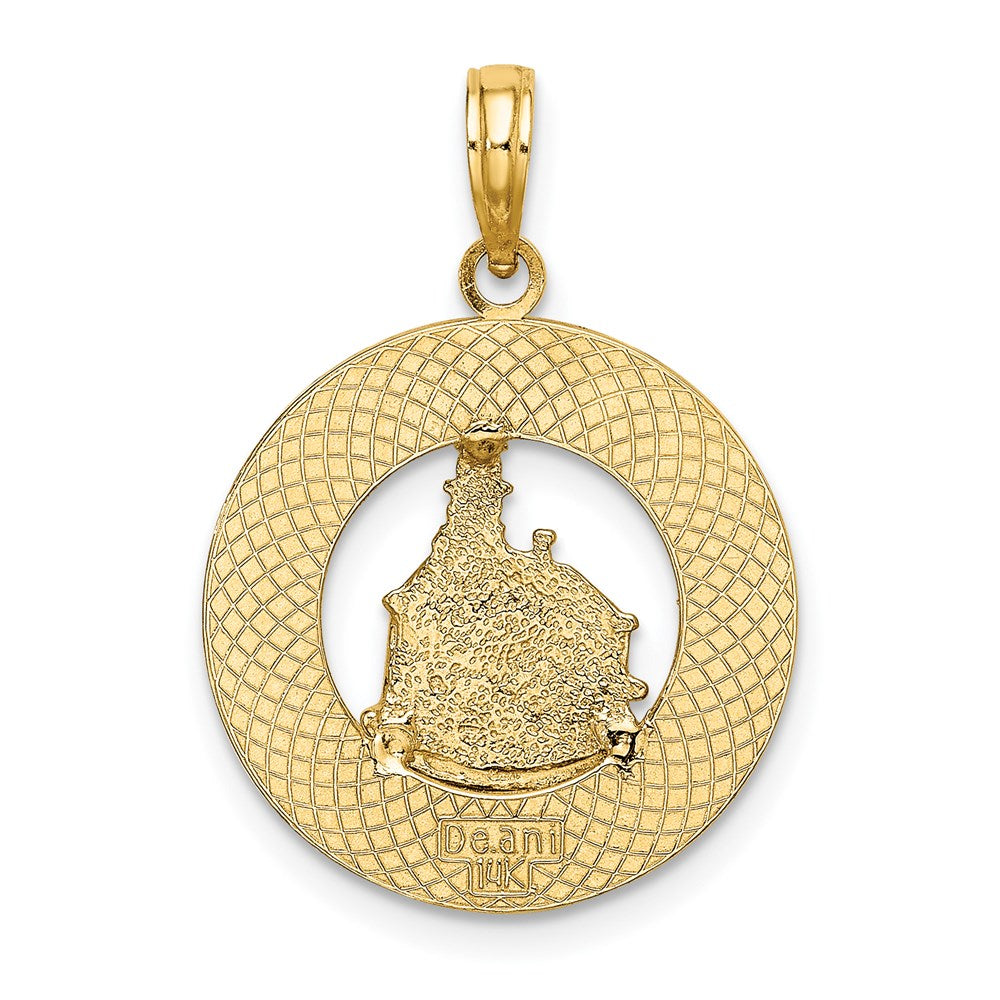 14k Yellow Gold BLOCK ISLAND RI w/ Lighthouse Charm