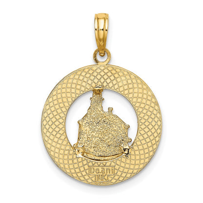 14k Yellow Gold BLOCK ISLAND RI w/ Lighthouse Charm