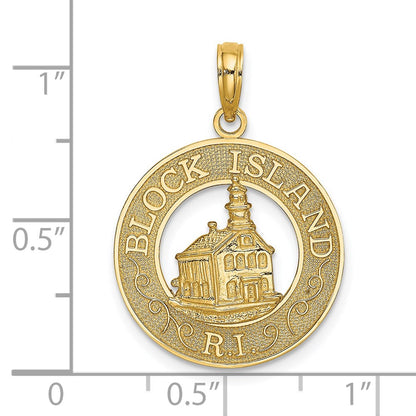 14k Yellow Gold BLOCK ISLAND RI w/ Lighthouse Charm