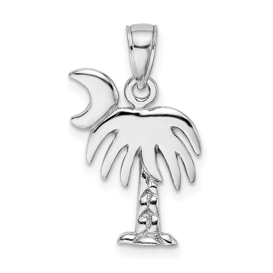 14k White Gold Polished Charleston Palm Tree Charm
