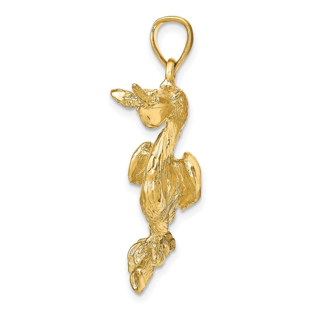 14k Yellow Gold 3-D Pelican Pendant
