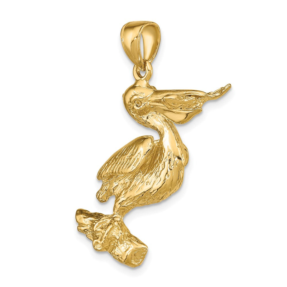 14k Yellow Gold 3-D Pelican Pendant
