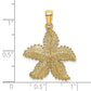 14k Yellow Gold Textured Starfish Charm