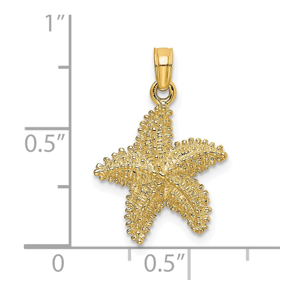 14k Yellow Gold Beaded Textured Starfish Charm