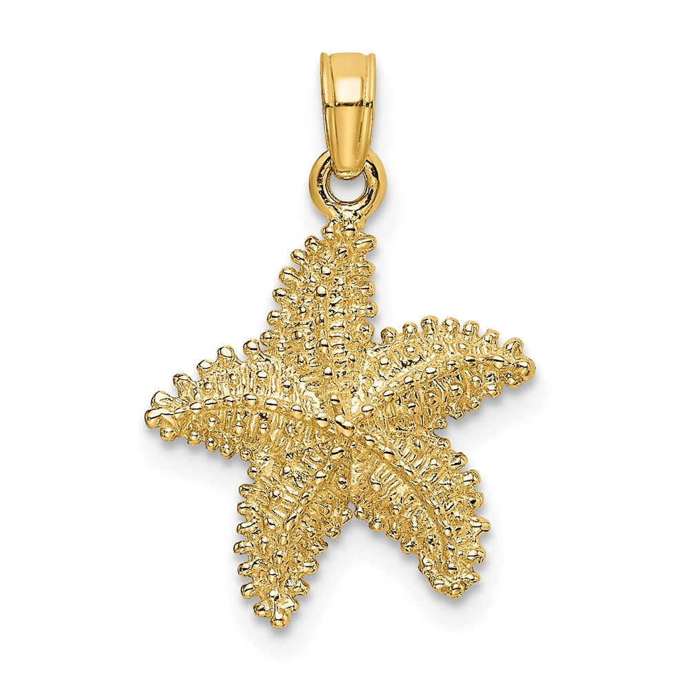 14k Yellow Gold Beaded Textured Starfish Charm