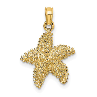 14k Yellow Gold Beaded Textured Starfish Charm