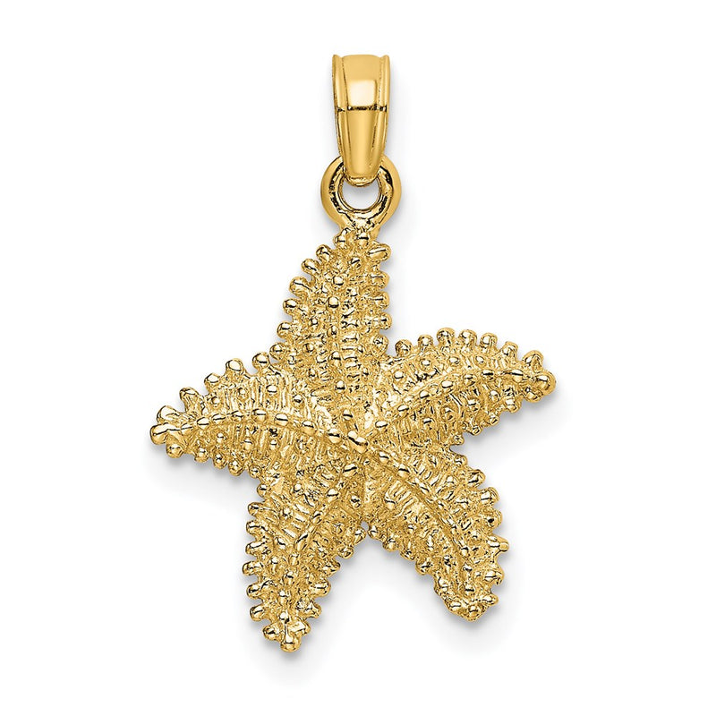 14k Yellow Gold Beaded Textured Starfish Charm
