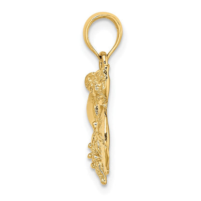 14k Yellow Gold Polished Shell Starfish and Sand Dollar Cluster Charm