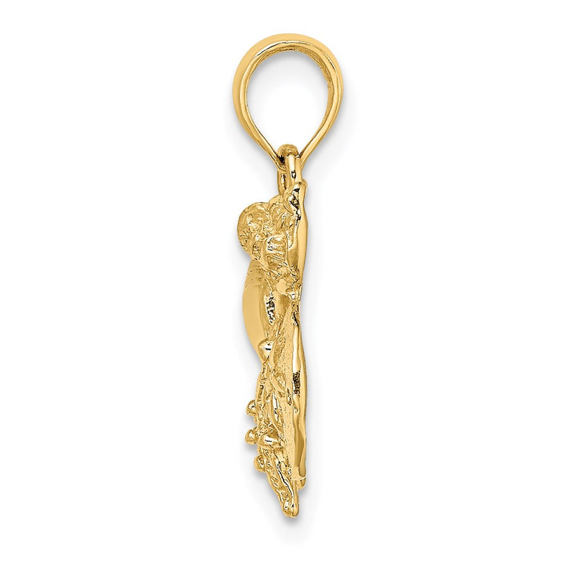 14k Yellow Gold Polished Shell Starfish and Sand Dollar Cluster Charm