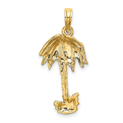 14k Yellow Gold 2-D Textured Single Palm Tree Charm