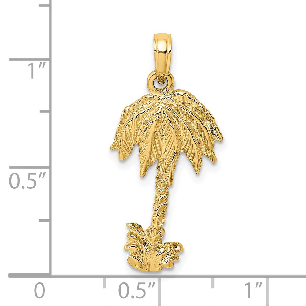 14k Yellow Gold 2-D Textured Single Palm Tree Charm