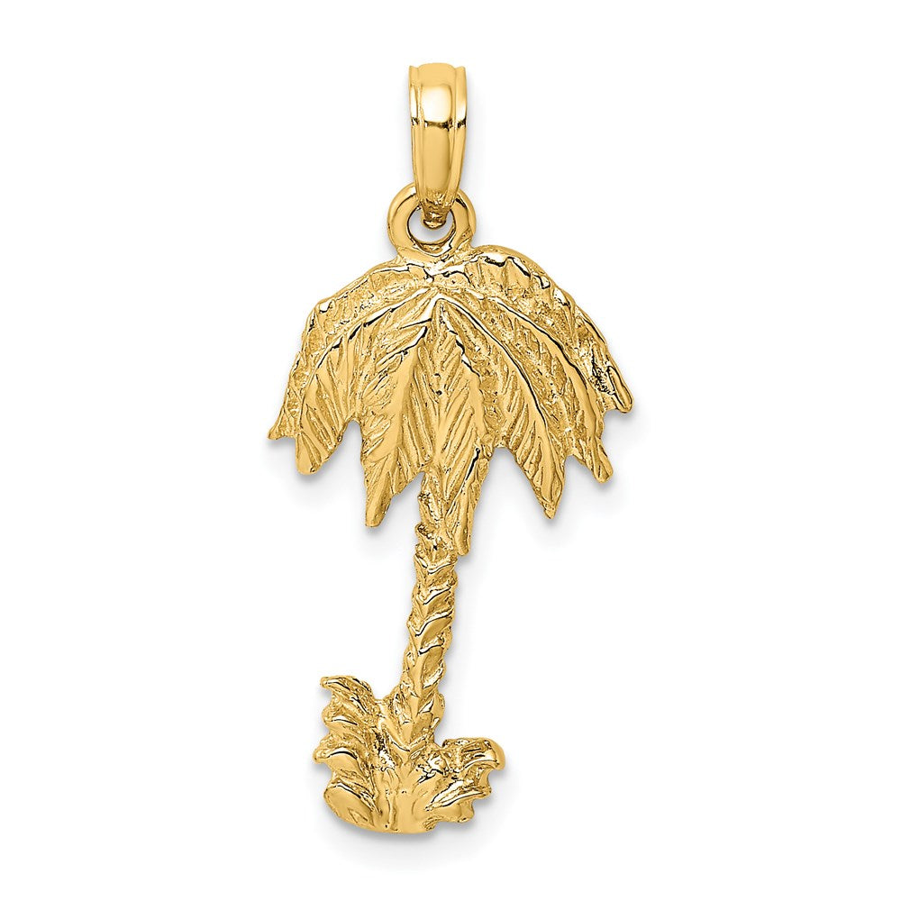 14k Yellow Gold 2-D Textured Single Palm Tree Charm