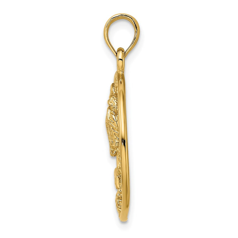 14k Yellow Gold MARCO IS. Palm Tree Round Charm