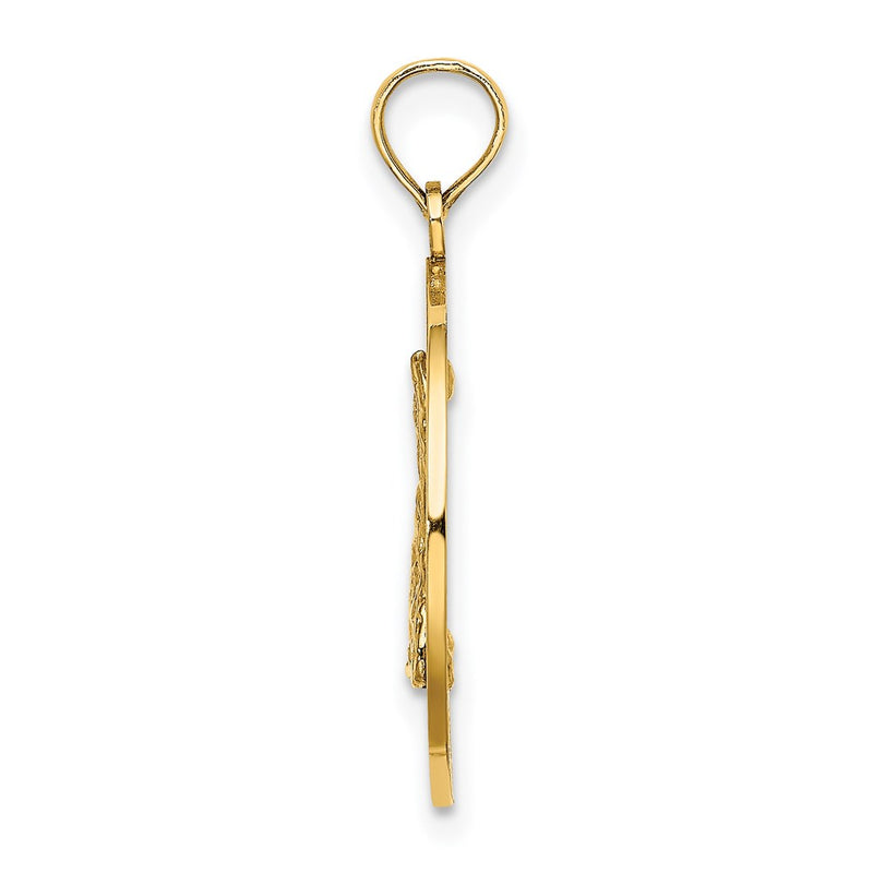 14k Yellow Gold BLOCK ISLAND RI Circle w/ Map Charm
