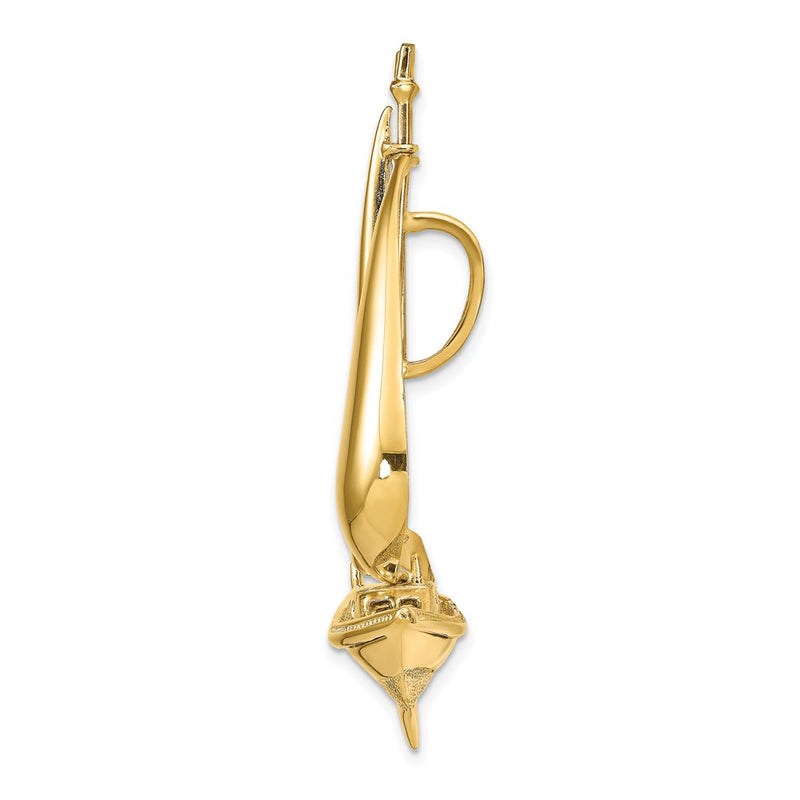 14k Yellow Gold  3D Moveable Sailboat Slide