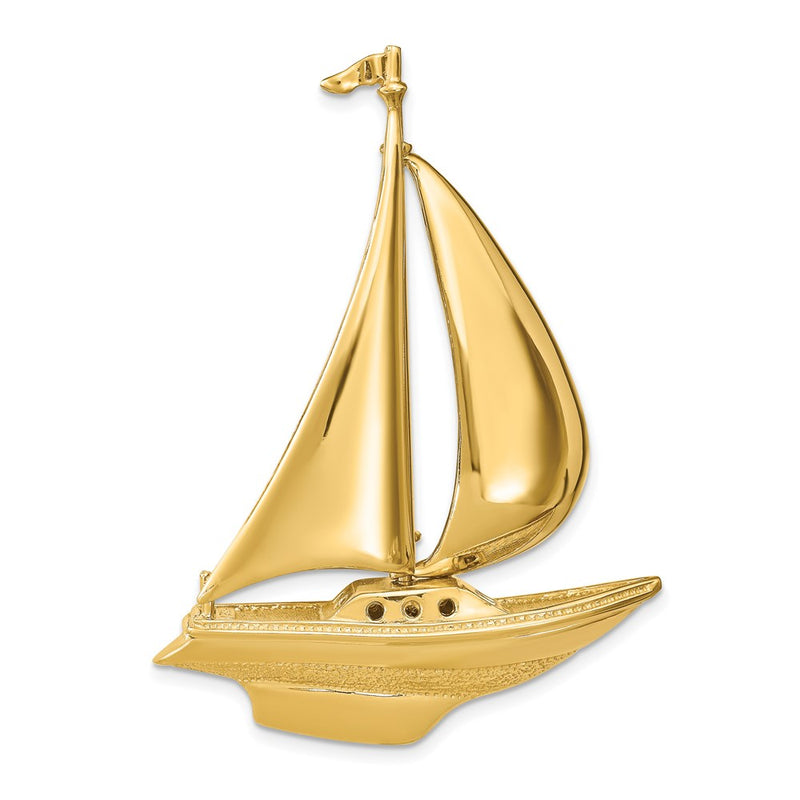 14k Yellow Gold  3D Moveable Sailboat Slide