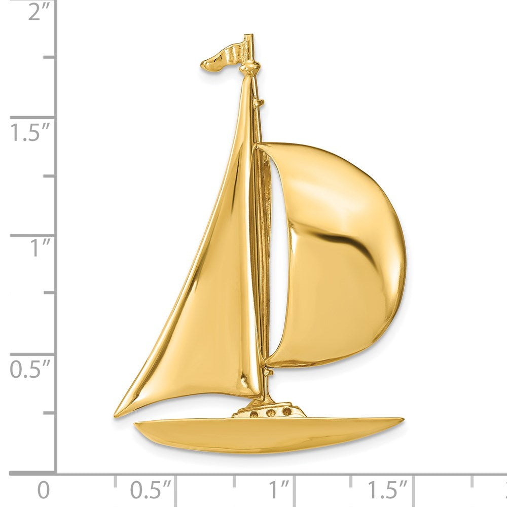 14k Yellow Gold 3D Sailboat Slide