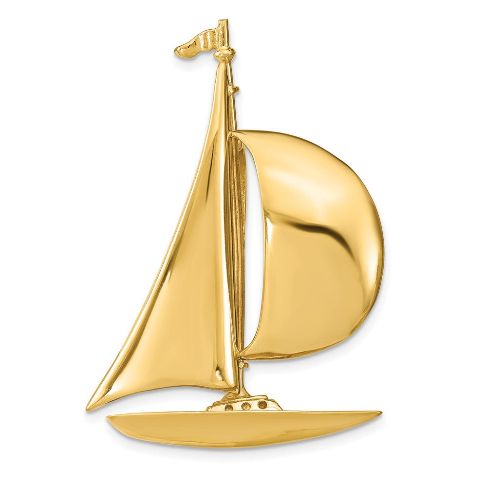 14k Yellow Gold 3D Sailboat Slide