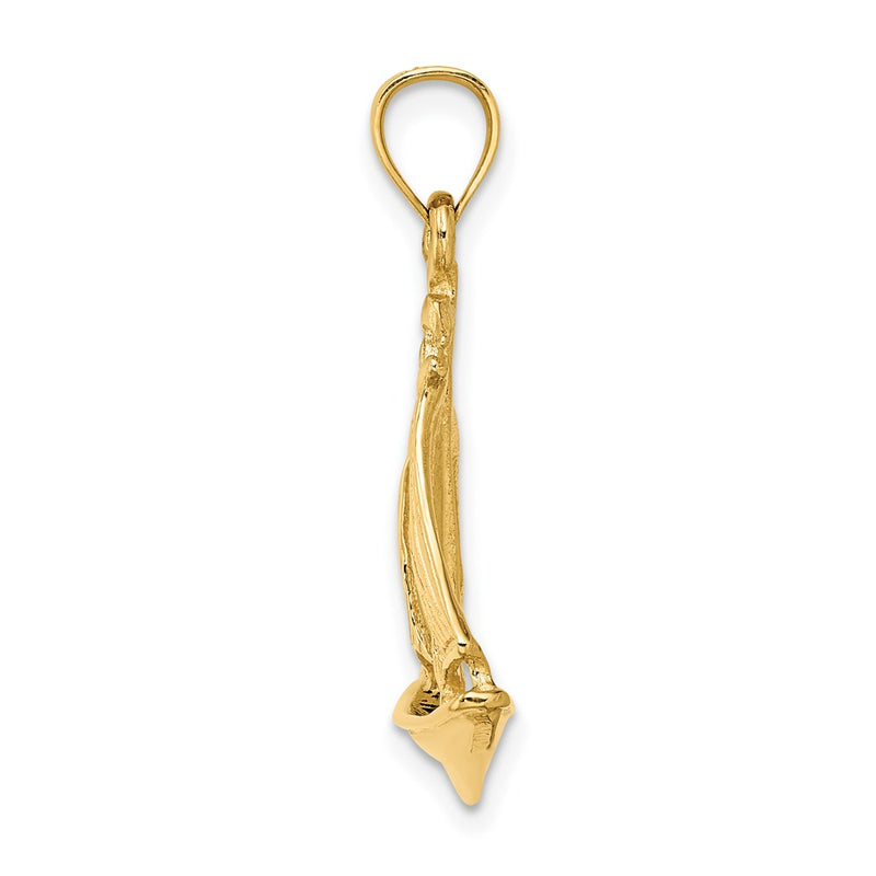 14k Yellow Gold 3-D Polished 3 Sail Cruising Ship Charm