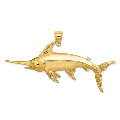 14k Yellow Gold 2-D Polished/Satin Swordfish Charm