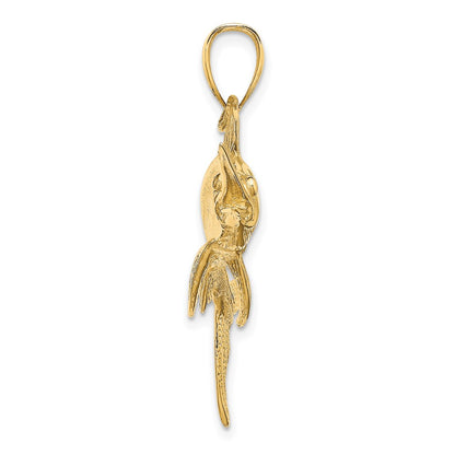 14k Yellow Gold 2-D Polished/Satin Swordfish Charm
