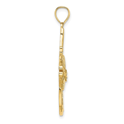 14k Yellow Gold Textured LARGE ANGELFISH Charm