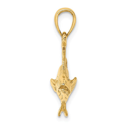14k Yellow Gold 3-D Polished Cobia Fish Charm