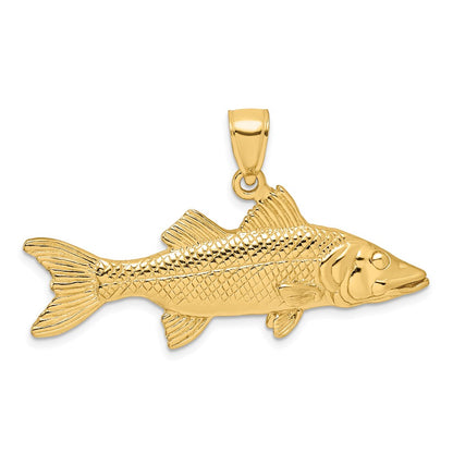 14k Yellow Gold 3-D Snook Fish Charm