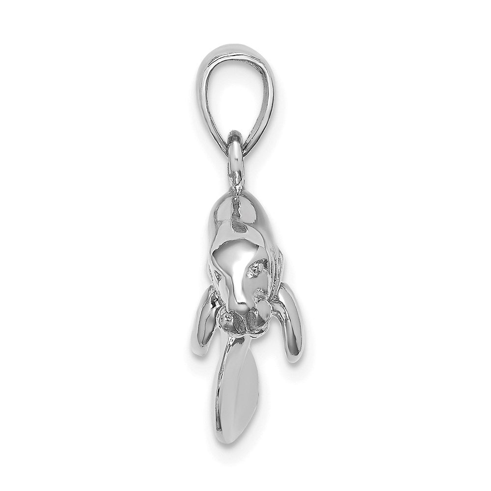 14k White Gold 3-D Polished Swimming Manatee Charm