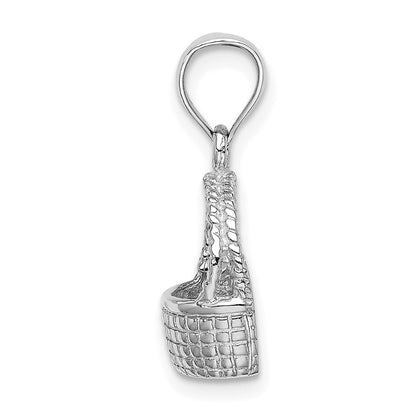 14k White Gold Flat Back Basket Charm